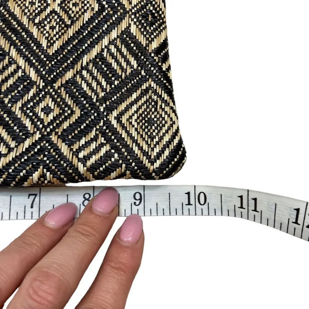 Trina‎ Brand Tan and Black Woven Cosmetic Bag With Zipper Closure